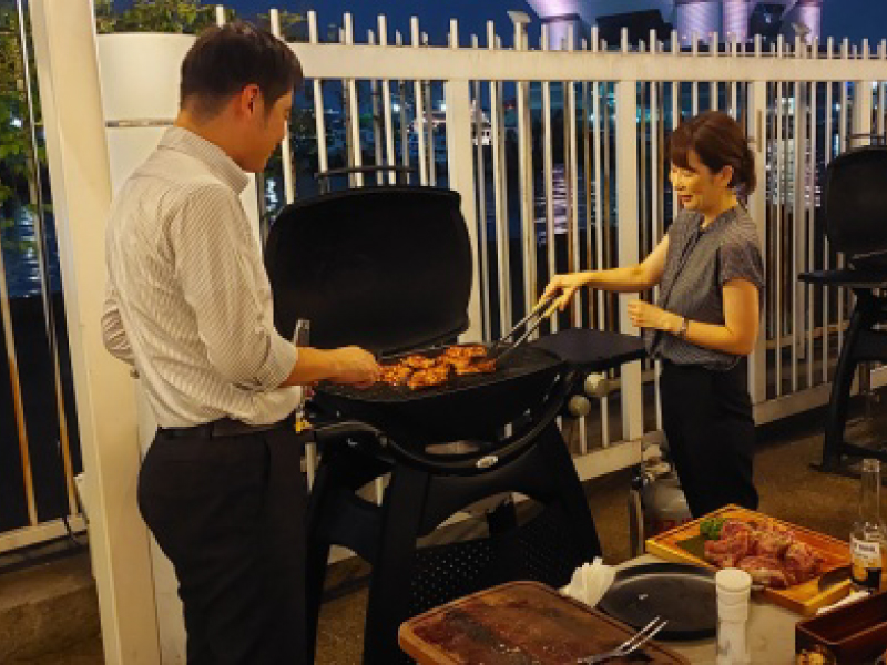 仲良く焼きます BBQ